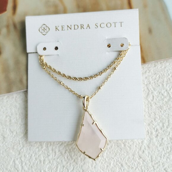 Kendra Scott Faceted Alex Gold Rose Quartz Convertible Necklace 🎉 - Picture 1 of 4